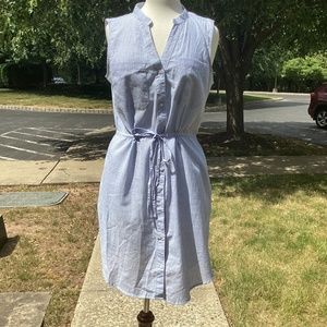 Japan button down shirt dress drawstring waist size large two side pockets